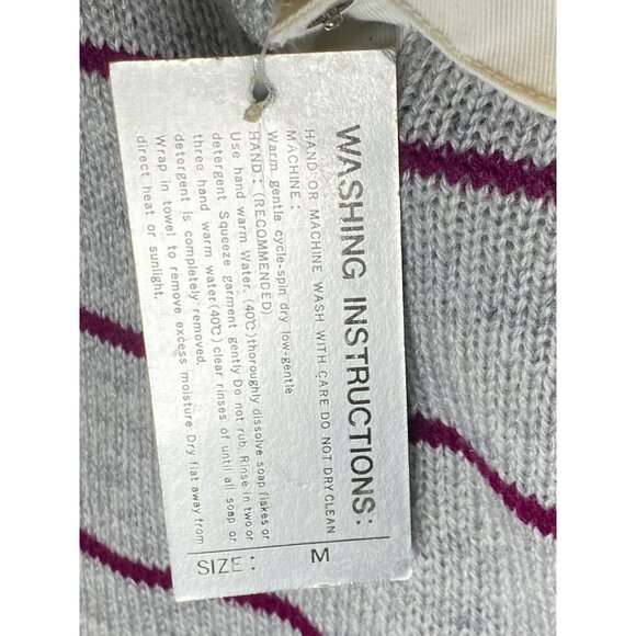 Vintage Striped Women's Sweater Grey New Tags Mister Noah Maroon Stripes Preppy - Picture 7 of 11